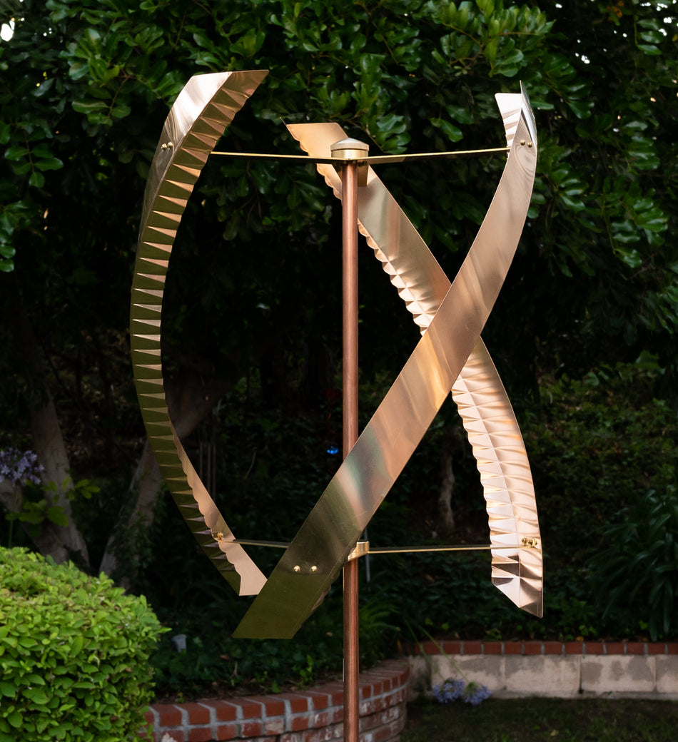 Stanwood Wind Sculpture: Standing United Kinetic Copper Triple Spinner