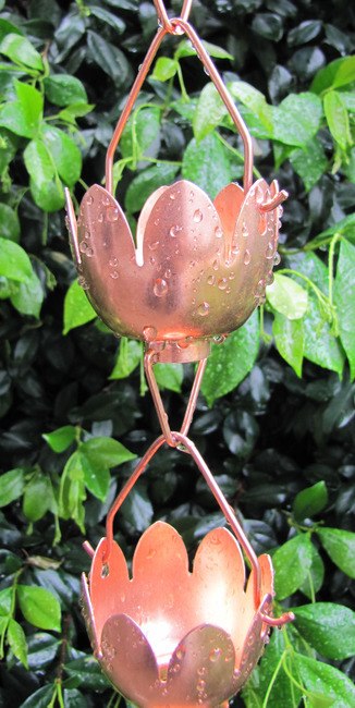 Stanwood Rain Chain: 2-ft Extension Copper Rain Chain Lotus Lily