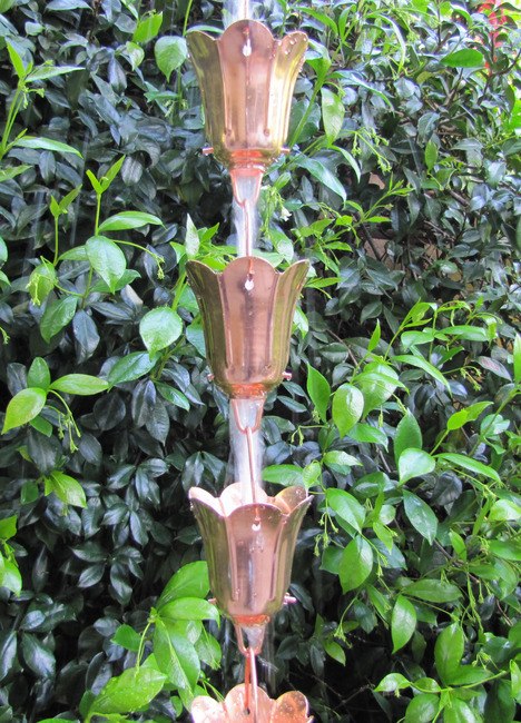 Stanwood Rain Chain: 2-ft Extension Copper Rain Chain Tulip